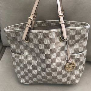 Michael kors checkered print tote shoulder bag